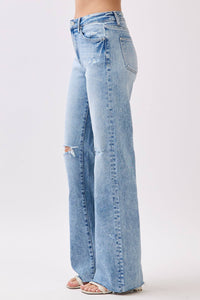 HIGH RISE STRETCH VINTAGE FLARE W/ RAW HEM JEANS