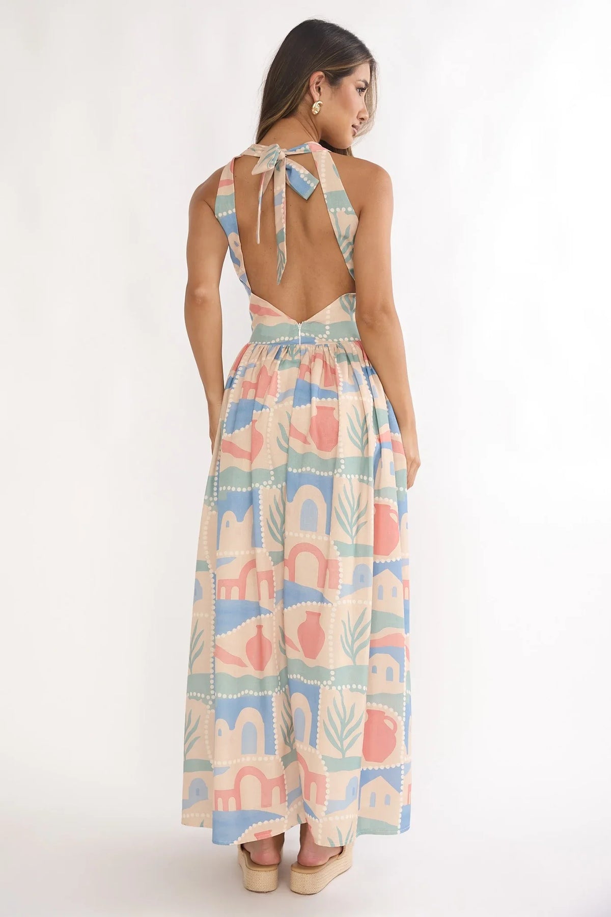 Sleeveless V-Neck Keyhole Maxi Dress