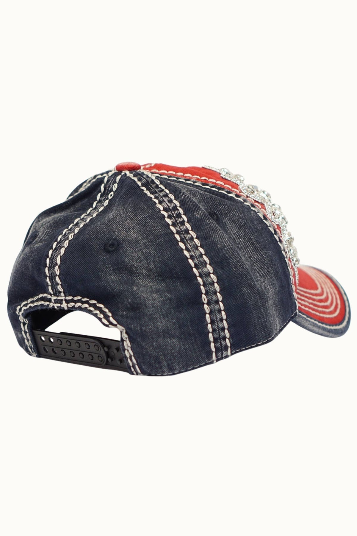 Sunflower Bejeweled Glitz USA Cap – Red White Blue Adjustable
