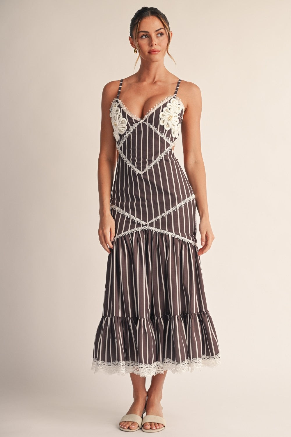 Lalai Stripe Mermaid Open Back Maxi Dress