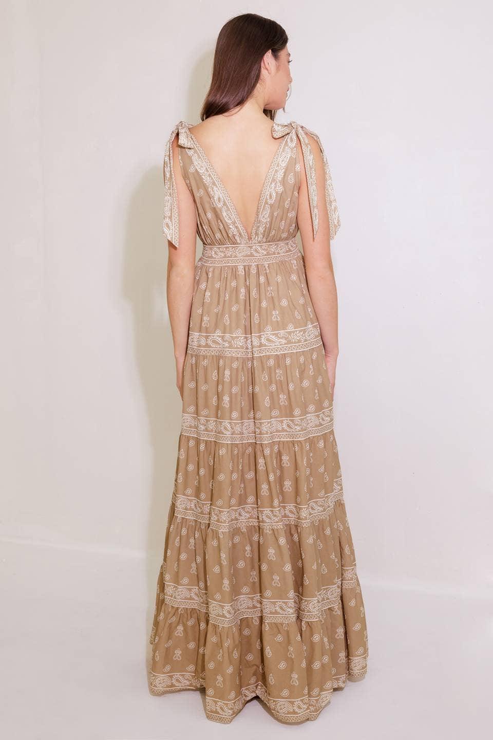 Printed Woven Maxi Dress with Smocked Back & Tiered Skirt