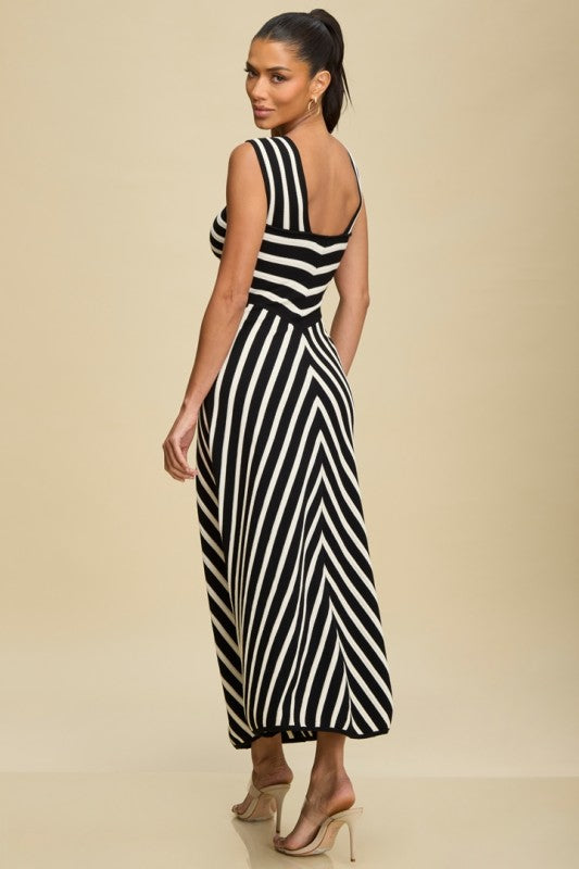 KNIT STRIP MAXI DRESS