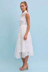 Make Me Sway Lace Sleeveless Midi Dress with Collar