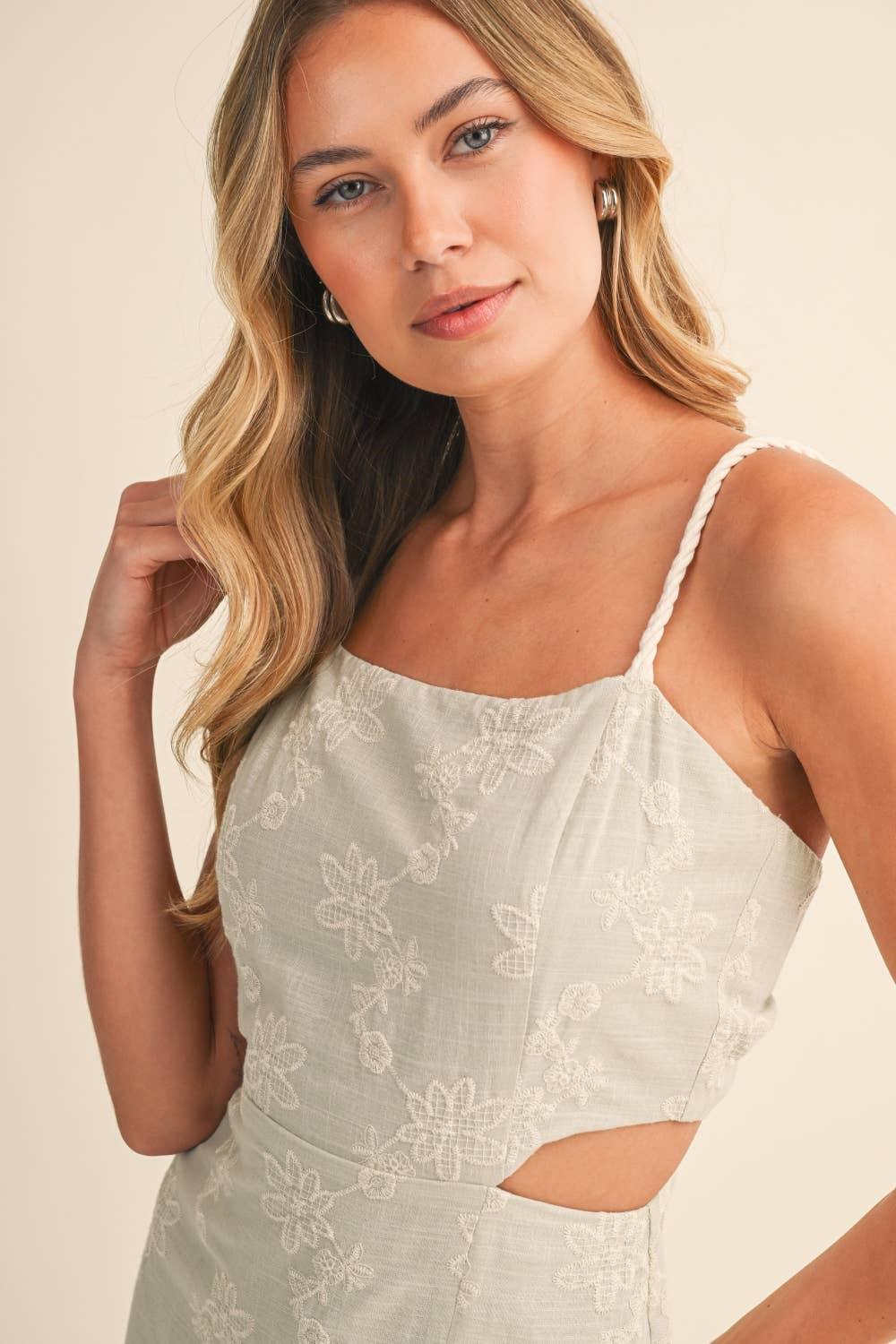 Strap Trim Midi Dress with Cut-Out Waist & Open Back