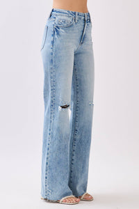 HIGH RISE STRETCH VINTAGE FLARE W/ RAW HEM JEANS