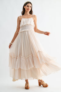 Tiered Chiffon Maxi Dress with Ruffle Detailing
