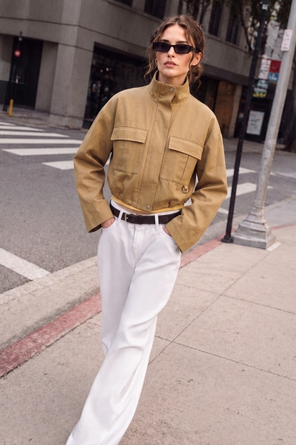 Cropped Utility Cargo Jacket