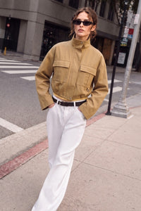 Cropped Utility Cargo Jacket