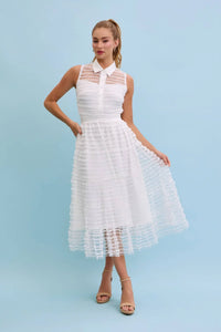 Make Me Sway Lace Sleeveless Midi Dress with Collar