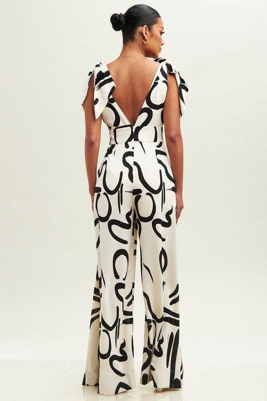 BRUSH STROKES TIES JUMPSUIT - PRIVILEGE 