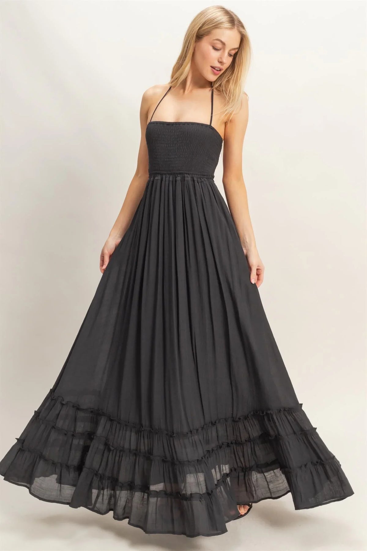 Smocked Halter Maxi Dress