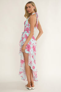 Floral Maxi Lilli Dress — Blue & Pink