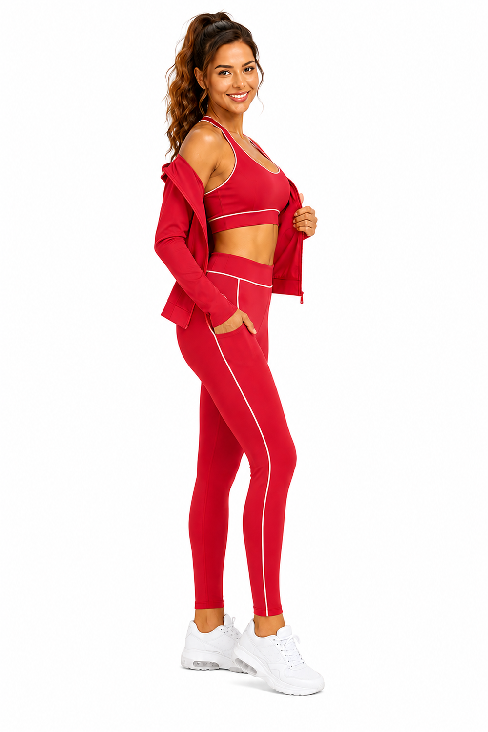 3-PIECE ACTIVEWEAR SET — SPORTS BRA, LEGGING & JACKET