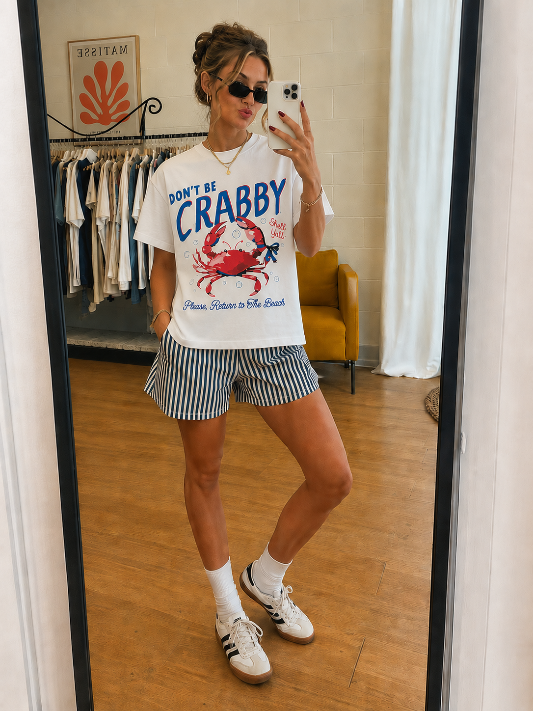 Don't be Crabby White Relaxed T-Shirt