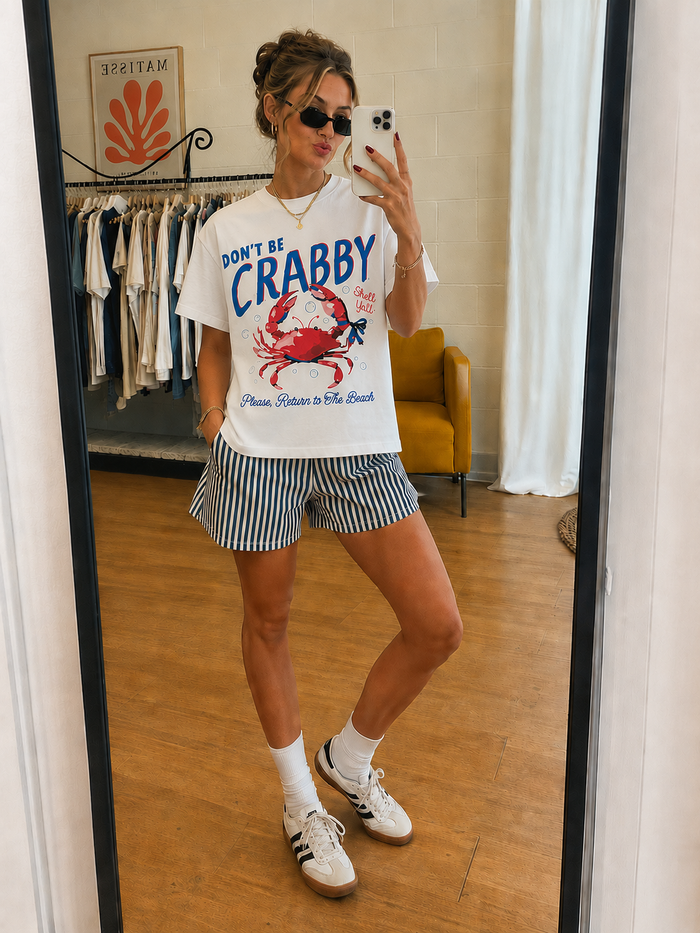 Don't be Crabby White Relaxed T-Shirt