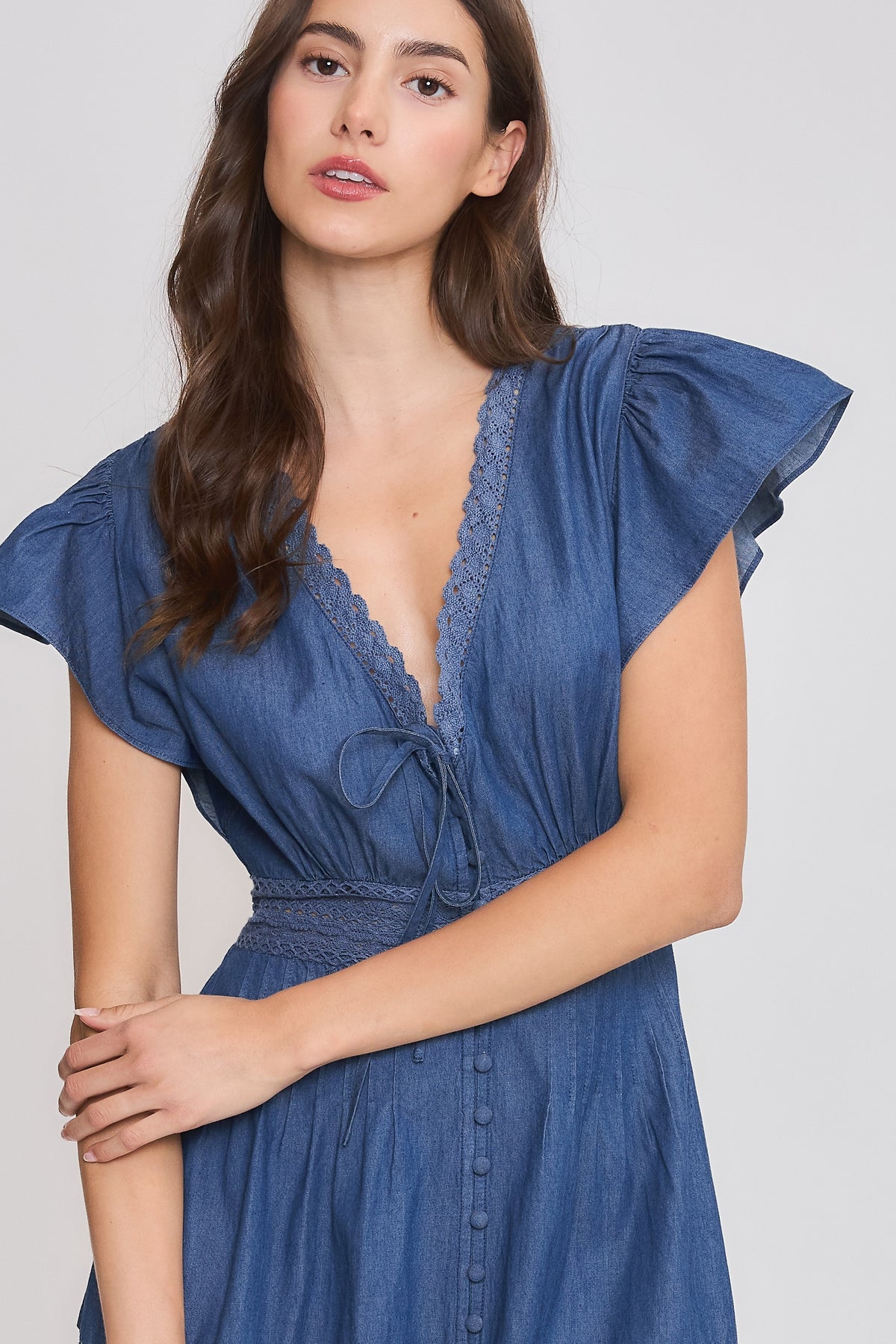 DENIM CHAMBRAY MAXI DRESS