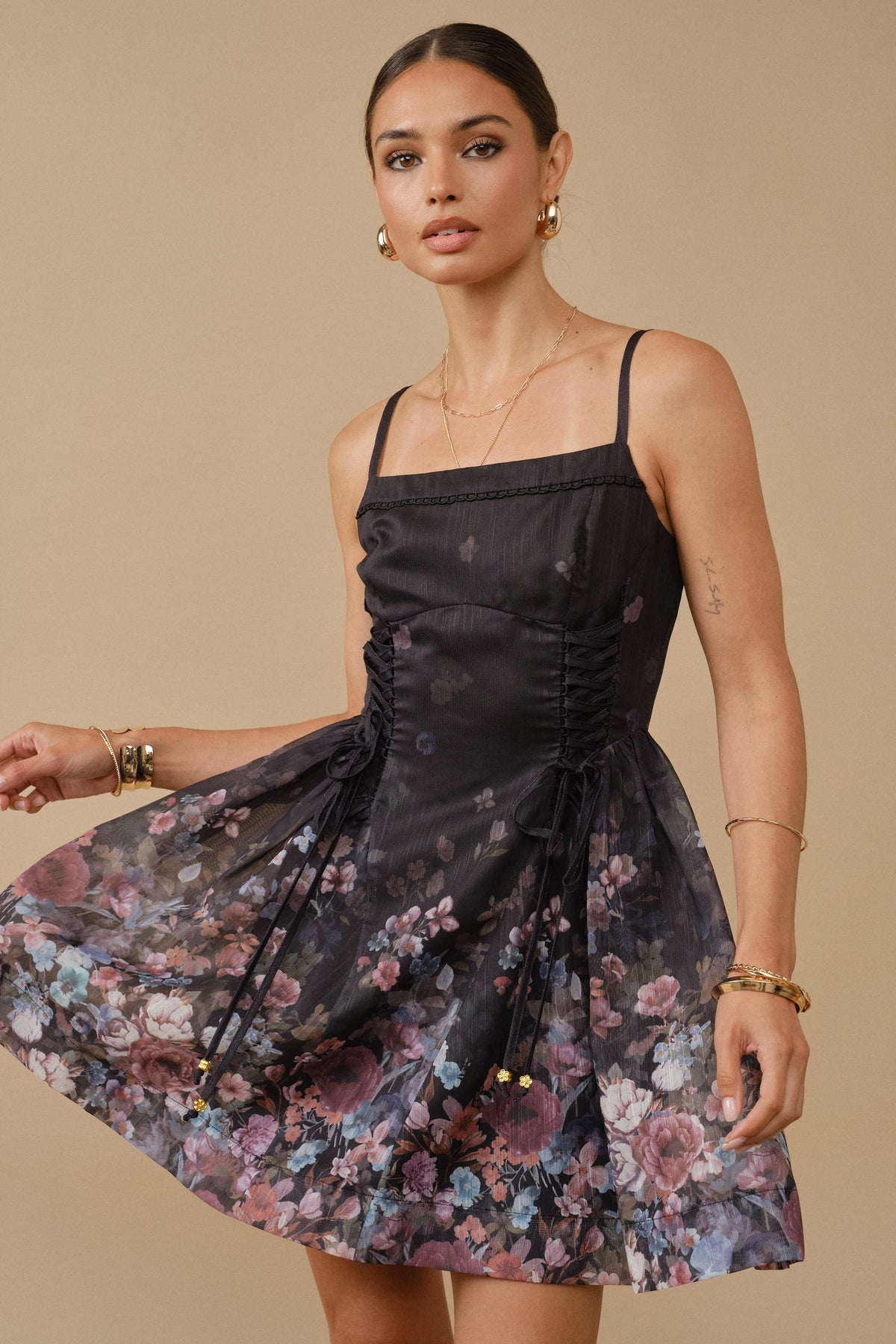 Floral Garden Side-lace A-line Dress