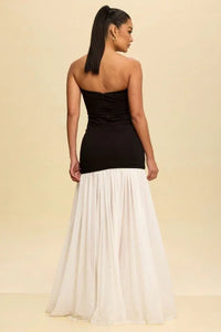 Tube Maxi Dress  Shirred Chiffon BOTTOM DELIGHT PRIVILEGE