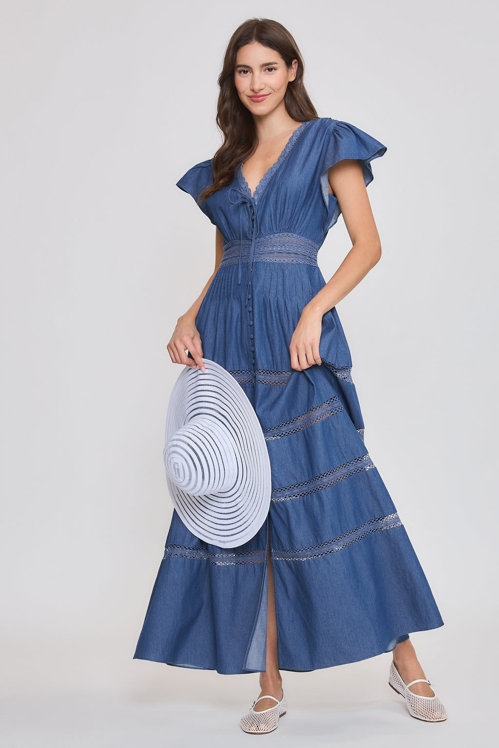 Denim Chambray Maxi Dress – PRIVILEGE MEDIUM