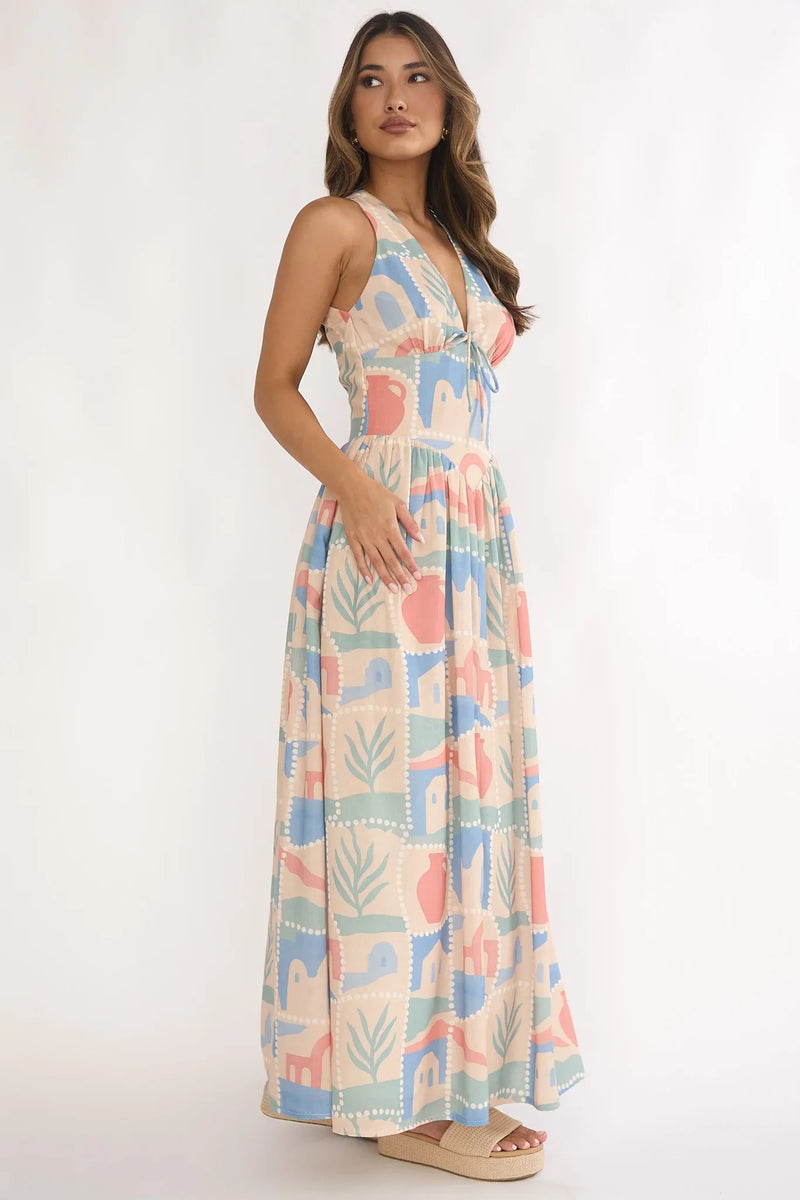 keyhole maxi dress Sleeveless V-Neck Keyhole Maxi Dress
