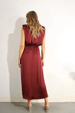 Padded Shoulder Top & Color Block Skirt Set - 2 Piece