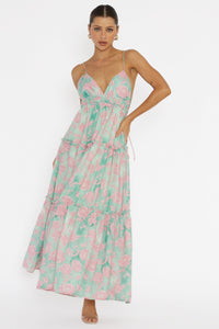 Open Floral Print Maxi Dress