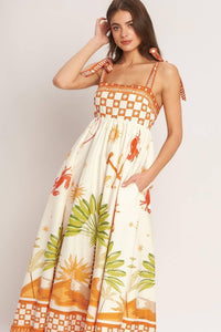 Ivory Multi Printed Woven Maxi Dress