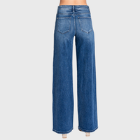 High Rise Comfort Stretch Wide Leg Jeans — Medium Dark Wash