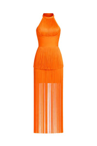 Halter Fringe Mini Dress
