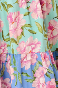 Multi Floral Woven Maxi Dress – Smocked Bodice & Tiered Skirt