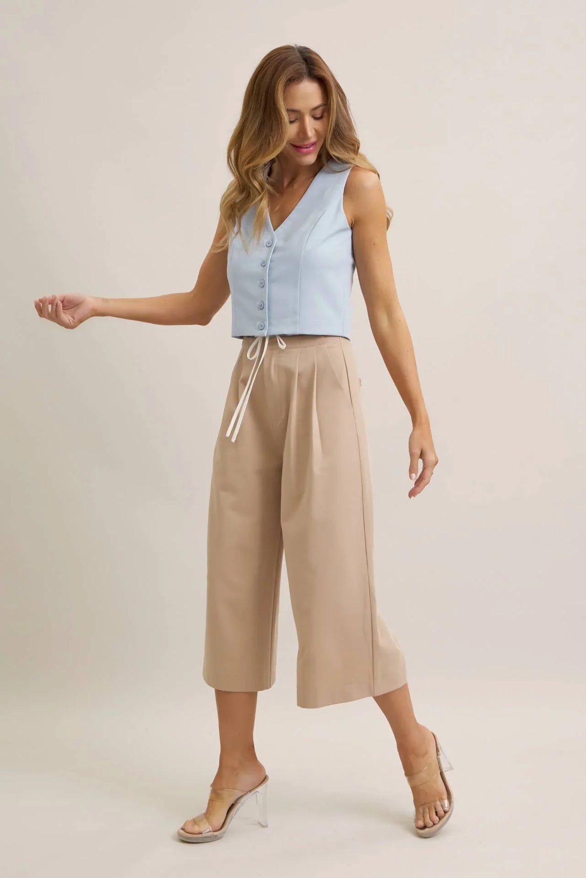 Ocean Woven Vest & Wide-leg Trouser Set