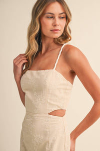 Strap Trim Midi Dress with Cut-Out Waist & Open Back