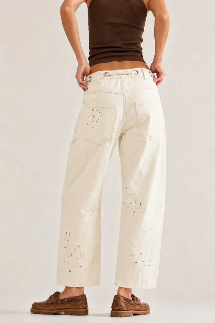 Utility Barrel Jeans With Paint Splatter
