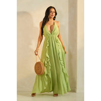 Vertical Ruffled Maxi Dress
