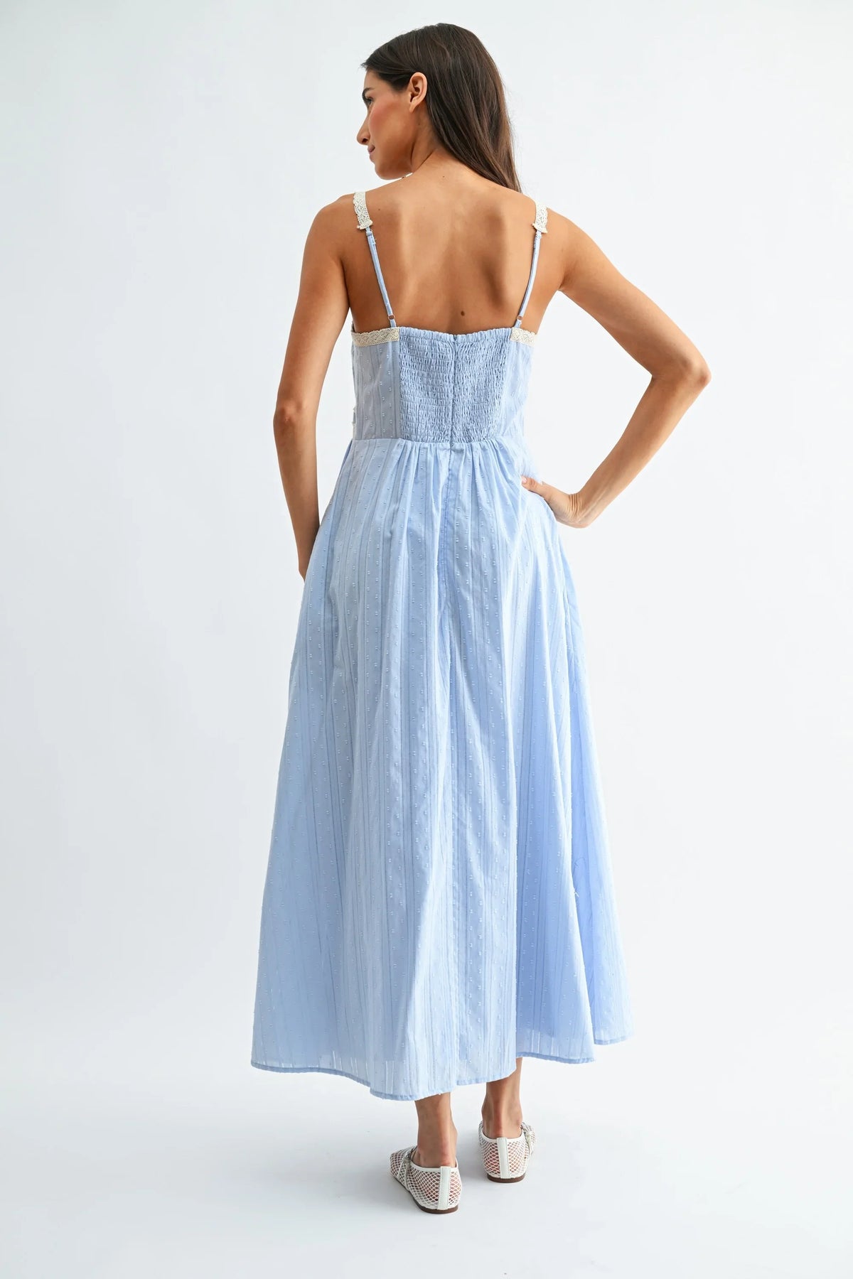 blue maxi sun dress Blue V-Neck Sleeveless Maxi Dress for Resort Vacation