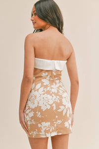 FLORAL PRINT BODYCON TUBE MINI DRESS