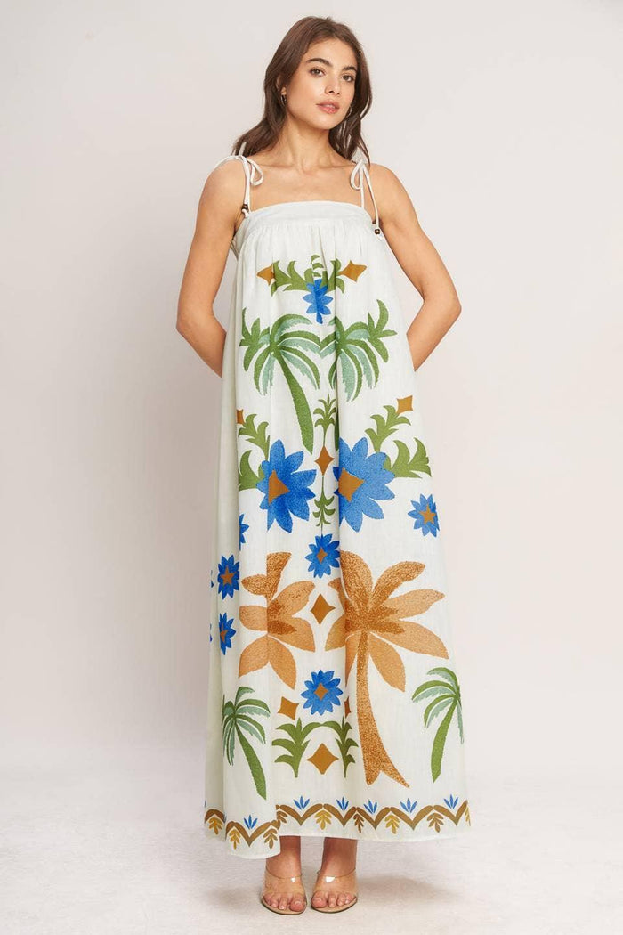 A printed woven maxi dress