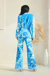 BIG FLOWER PRINT BLAZER FLARE PANT SET