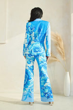 BIG FLOWER PRINT BLAZER FLARE PANT SET