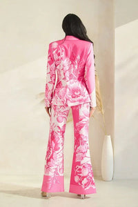 BIG FLOWER PRINT BLAZER FLARE PANT SET PRIVILEGE