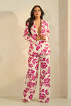 FLORAL BLAZER  PANT SUIT 2PC SET