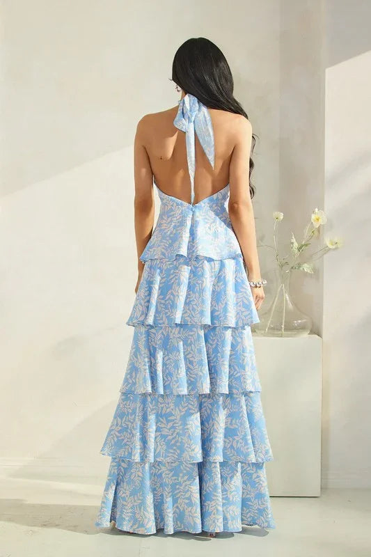HALTER RUFFLE MAXI DRESS PRIVILEGE