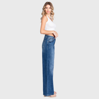 High Rise Comfort Stretch Wide Leg Jeans — Medium Dark Wash