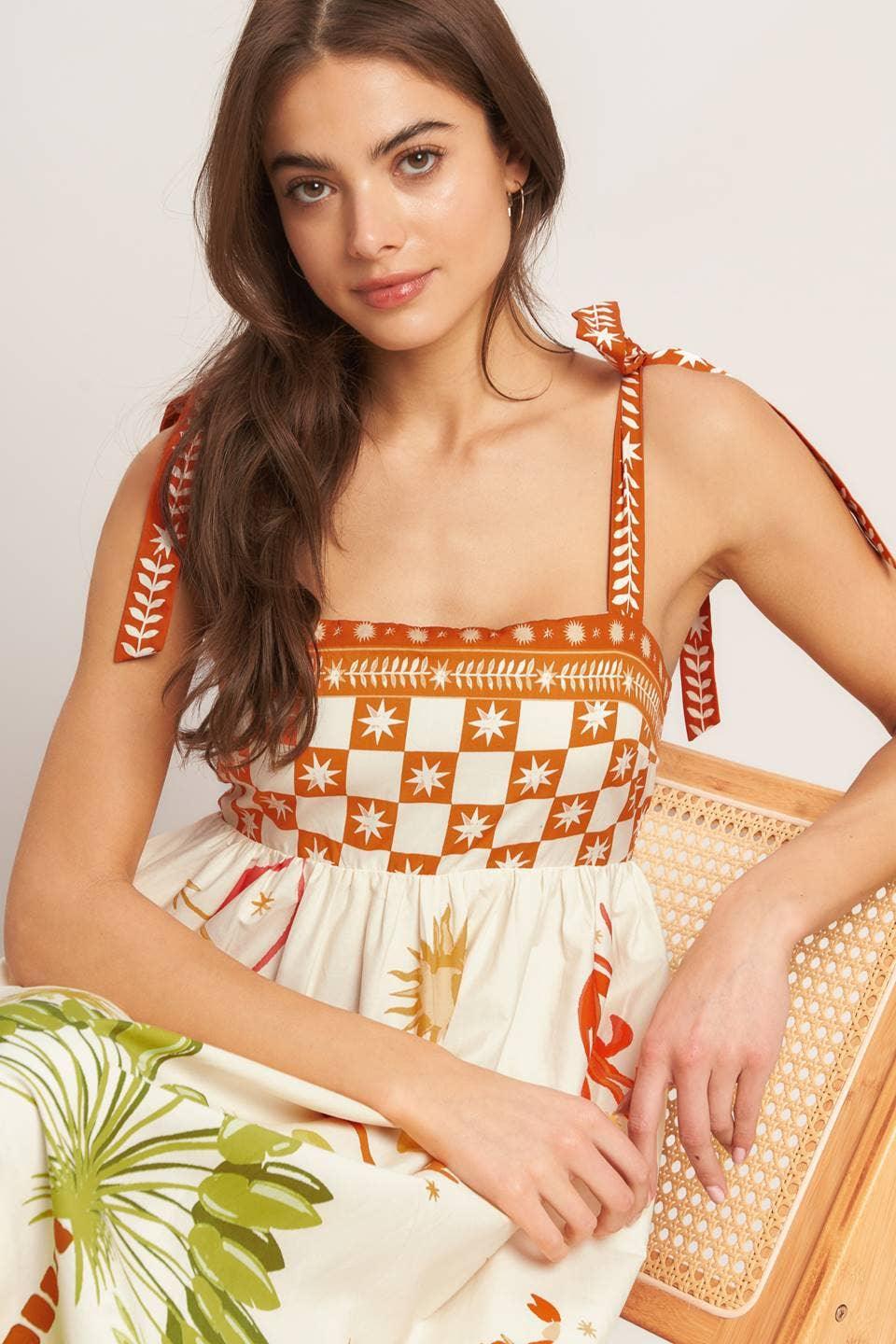 Ivory Multi Printed Woven Maxi Dress