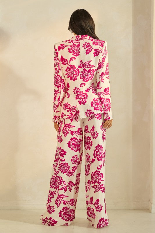 FLORAL BLAZER  PANT SUIT 2PC SET