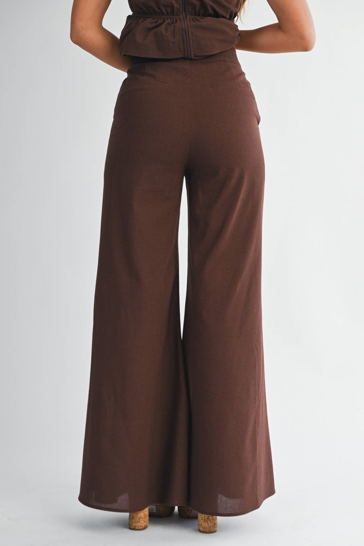 Ruffle Halter Top & Flared Trousers Set