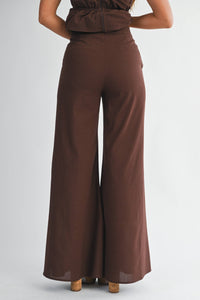 Ruffle Halter Top & Flared Trousers Set