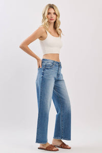 Mid Rise Comfort Relaxed Barrel Wide Leg Jeans