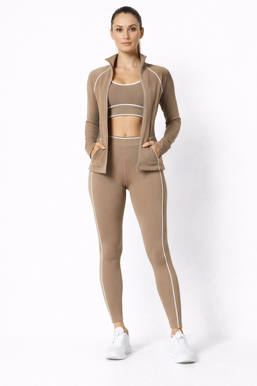 3-PIECE ACTIVEWEAR SET — SPORTS BRA, LEGGING & JACKET