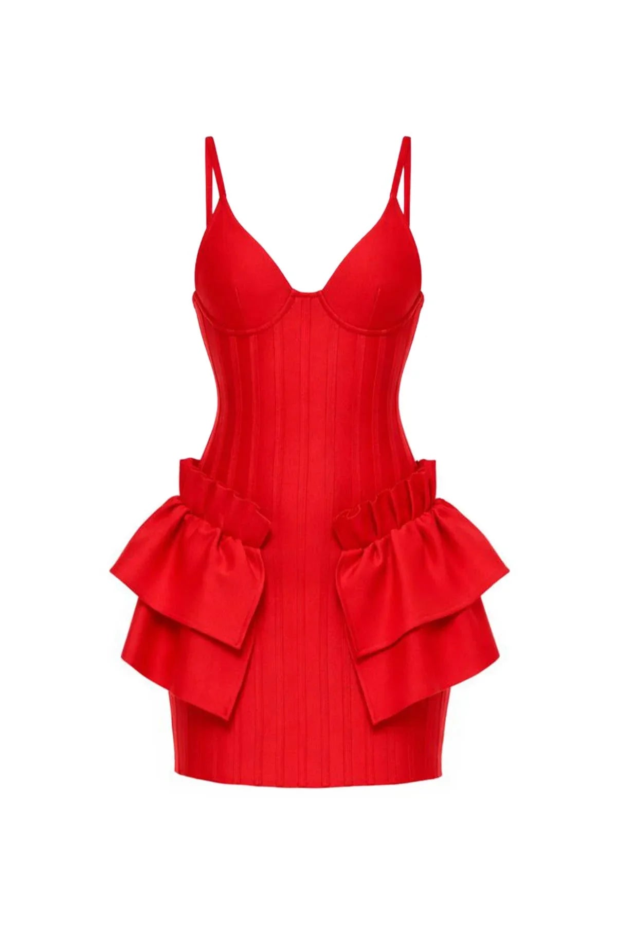 Bandage Mini Dress with Ruffle Detail